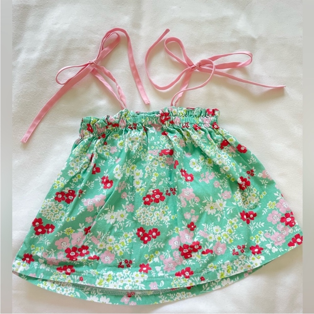 bella bliss Mint Floral Tank with Pink Straps